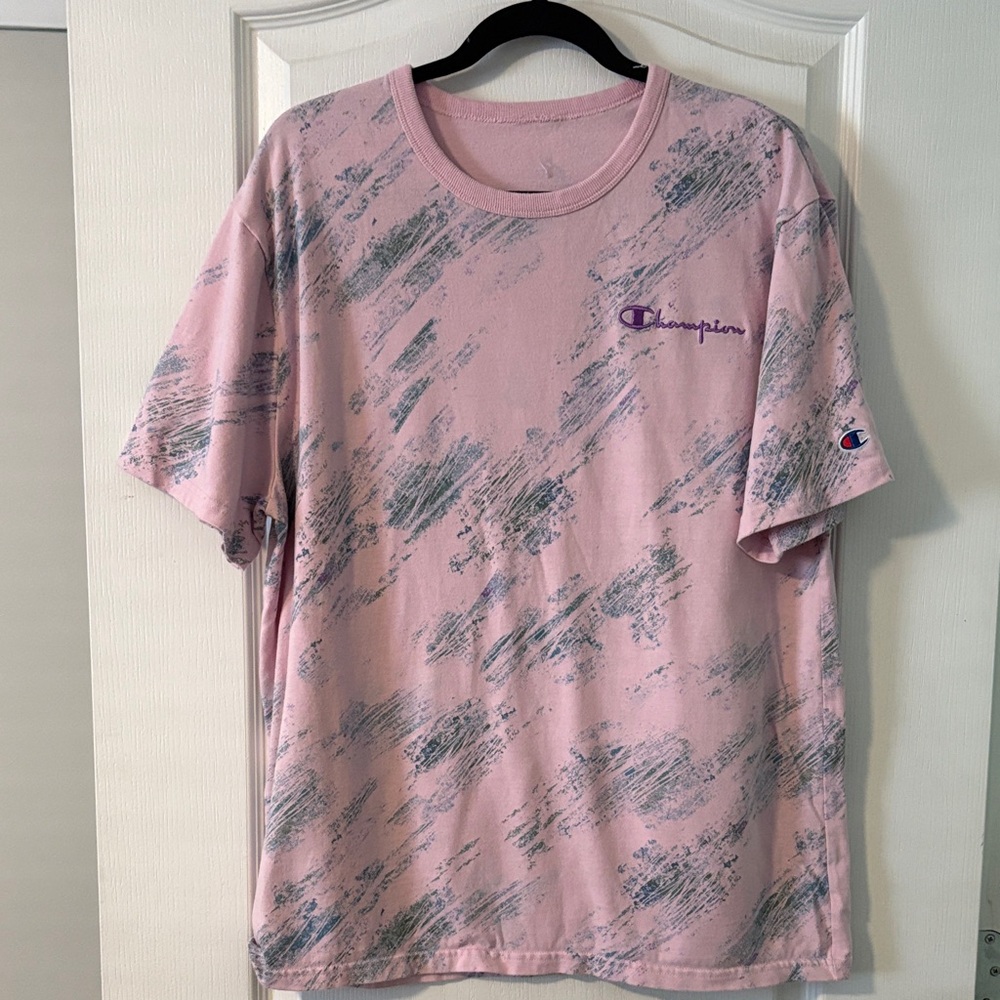 Champion Short Sleeve Tee in Pink and Gray